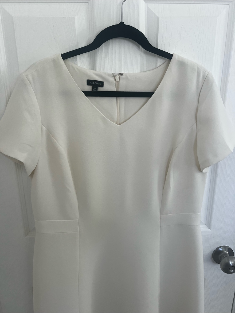 Talbots Cream V-Neck Short Sleeve Midi Dress - Picture 4 of 7